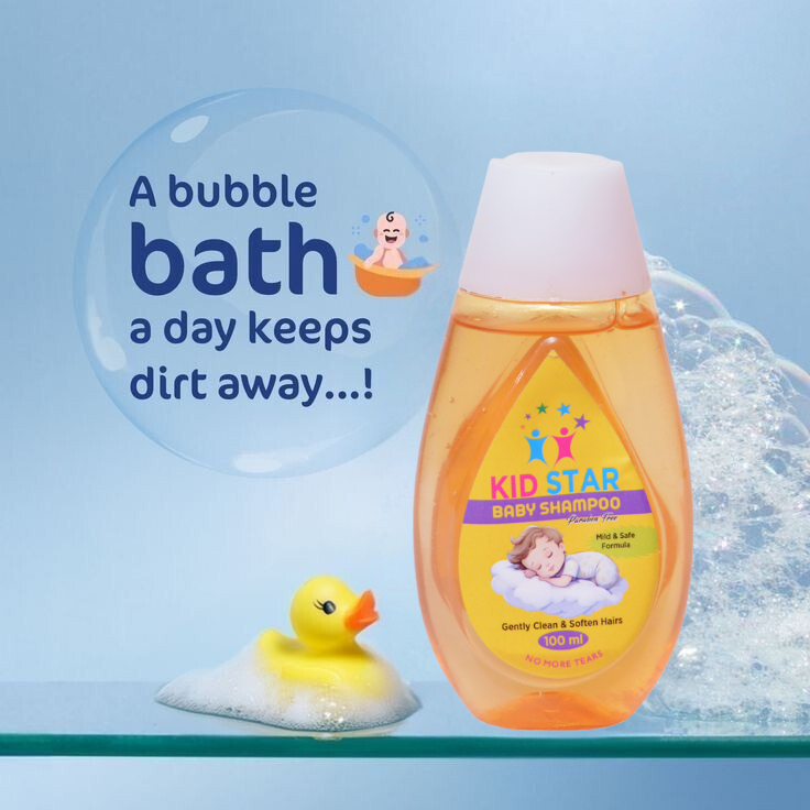 Kidstar Herbal Baby Shampoo – Tear Free Mild and Safe Formula, Gentle Hair Cleanser for Babies, Soft and Shiny Hair, Daily Use Baby Shampoo